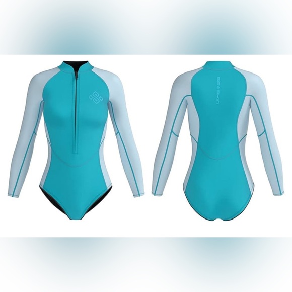 Seaskin Womens One Piece Long Sleeves Shorty Wetsuit 2mm - Picture 5 of 6
